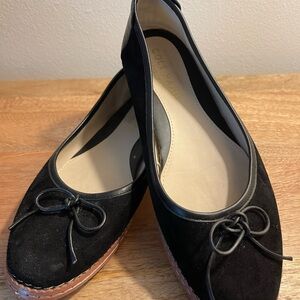 EUC Cole Haan black suede and leather ballerina flats